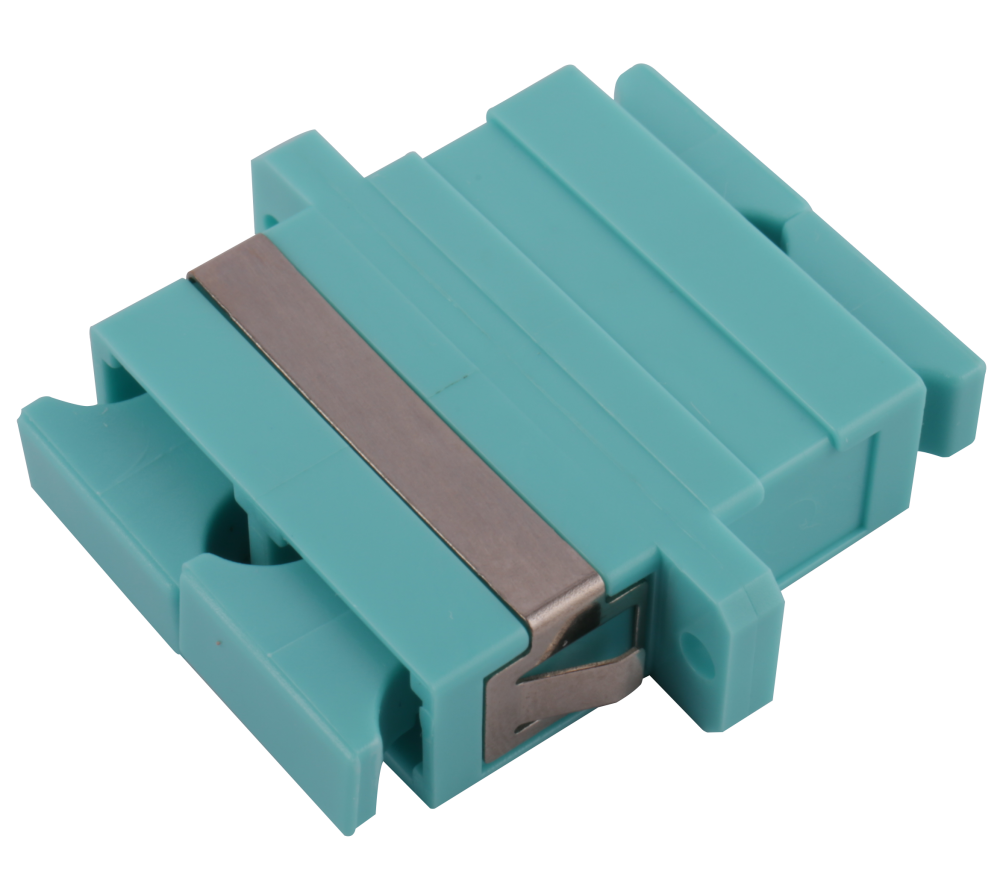 SC duplex adaptor aqua