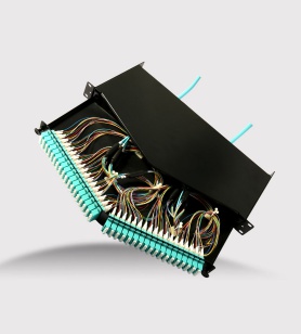 1U 144 fiber angled panel