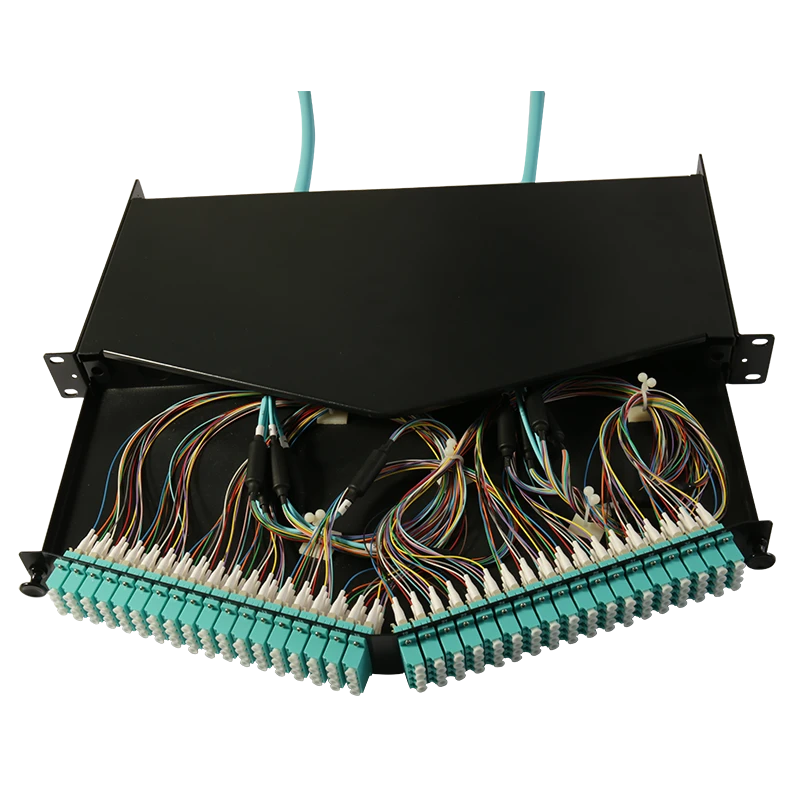 1U 144 fiber angled panel