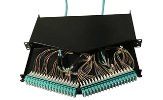 1U 144 fiber angled panel